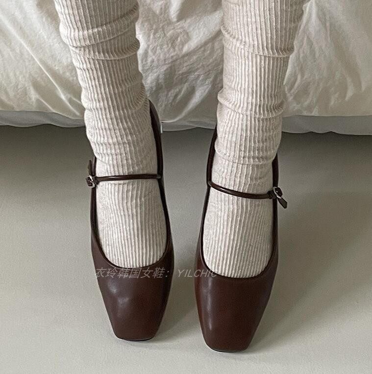 衣玲韩国法式复古风方头玛丽珍鞋女一字带浅口单鞋气质显瘦平底鞋,女鞋,浅口单鞋,淘宝优惠券,粉丝福利购,淘宝优惠卷
