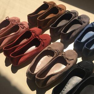 东大门女鞋 翻毛皮麝皮绒面浅口蝴蝶结单鞋 平底鞋 套脚 欧美时尚