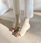 细跟高跟鞋 韩国东大门欧美时尚 潮流夹趾鱼嘴鞋 侧拉链镂空瘦瘦靴女