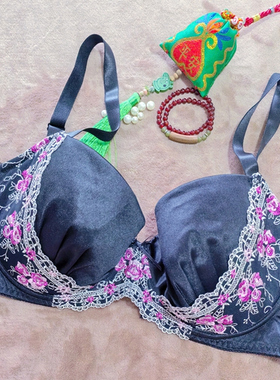 出口余单超大码本命大红色薄模杯文胸内衣刺绣蕾丝100D105DE100CD