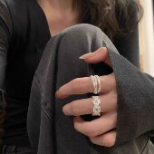 立体花朵戒指女ins2025年新款 小众设计高级感简约文艺范开口指环