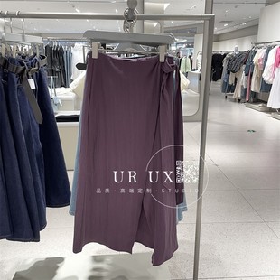 时尚 新款 UX女装 百搭纯色摩登气质蝴蝶结系带半裙 2025夏季