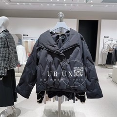 UR UX女装2024冬季都市时尚简约百搭气质立领宽松黑色短款羽绒服