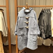 百搭气质牛角扣中长款 连帽大衣外套ins 新款 时尚 UX女装 2024冬季