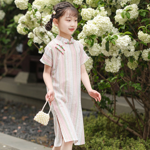 女童唐装连衣裙中式2025夏新款短袖儿童旗袍裙子中式小女孩民国风