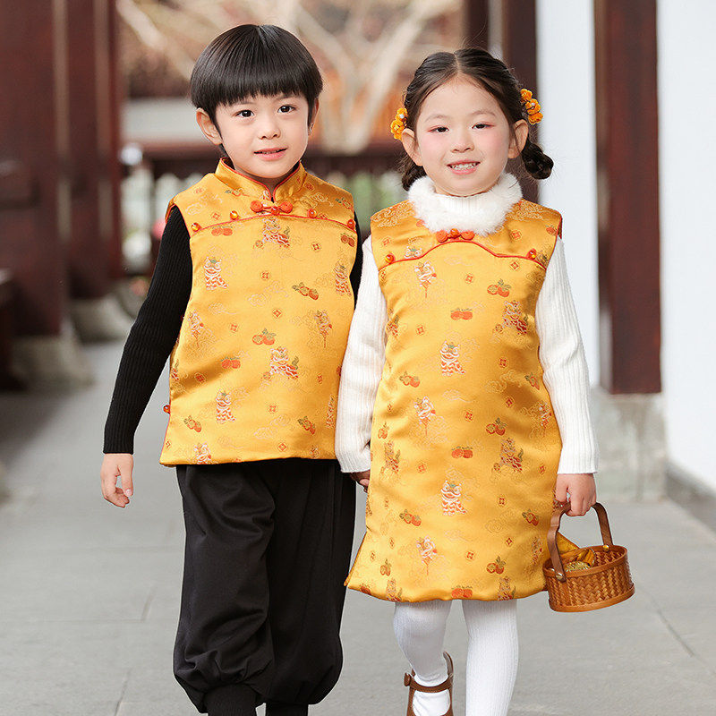 马年儿童旗袍冬中国风棉衣女童拜年服兄妹装男童唐装背心裙新中式,童装/婴儿装/亲子装,旗袍,淘宝优惠券,粉丝福利购,淘宝优惠卷