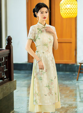 成人奥黛旗袍连衣裙2026新款夏季国风中式改良年轻款裙子少女送考