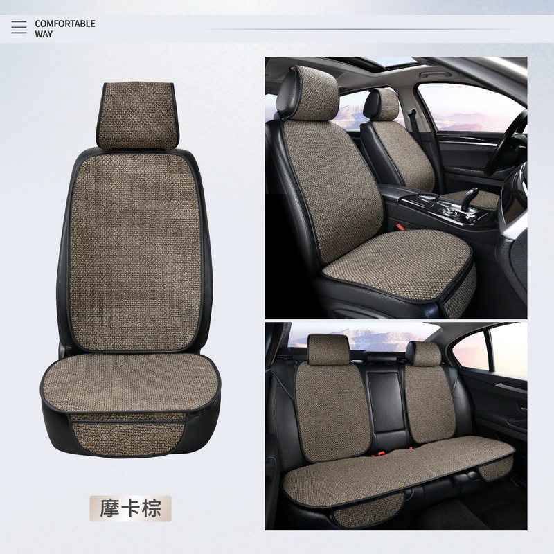 亚麻汽车坐垫夏季凉垫单个屁屁垫无靠背专用前排单片座垫四季通用