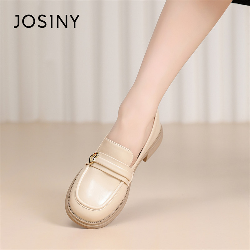 josiny/卓诗尼2024春季新款百搭乐福鞋女一脚蹬鞋子英伦风小皮鞋