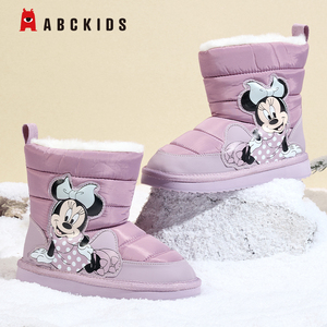 Abckids雪地靴2025秋冬儿童加绒棉鞋