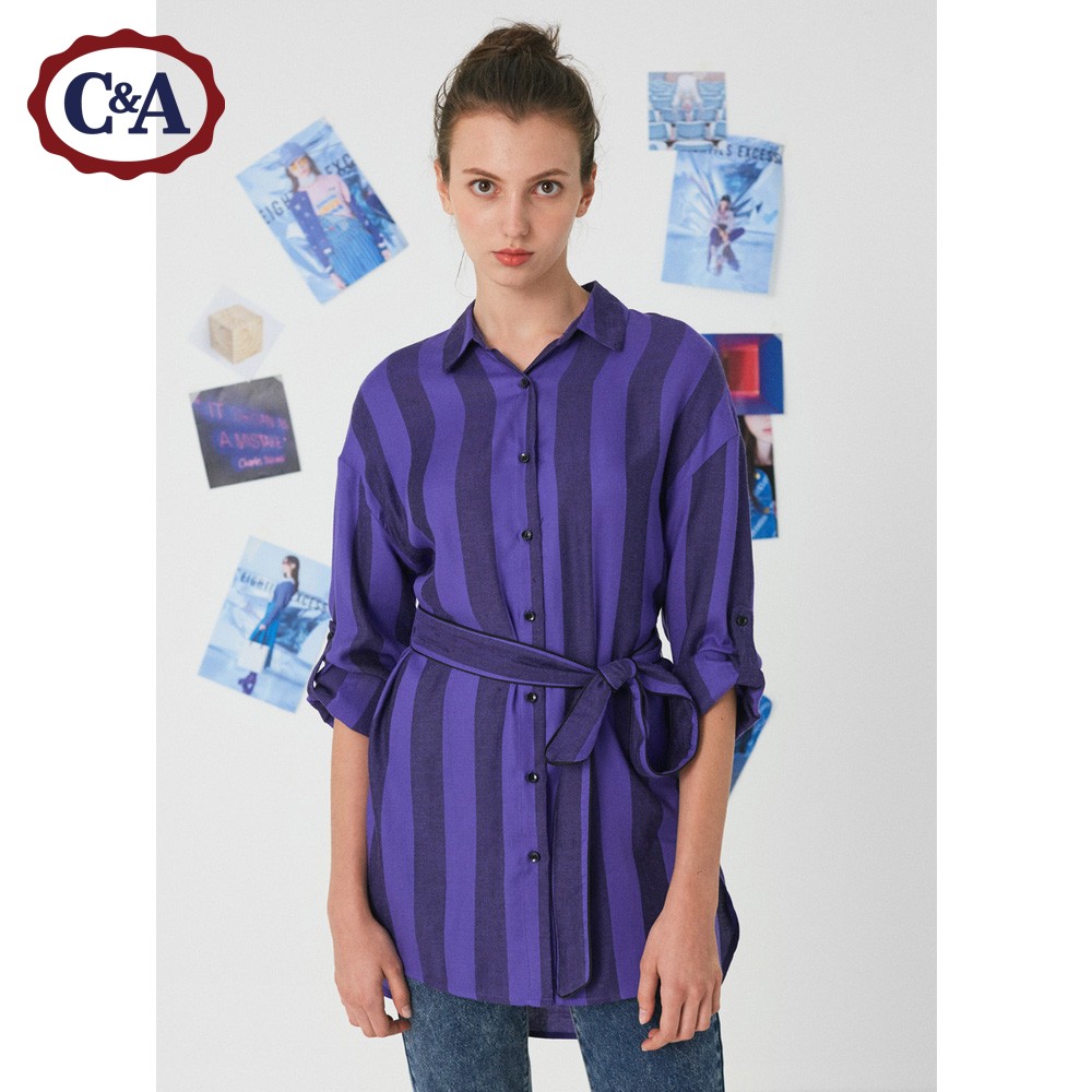C£¦AÅ®×°Öг¤¿îÑü´øÊÎÊúÌõÎÆ³ÄÉÀ ÔçÇïг¤ÐäÉÏÒÂCA200209569-UD