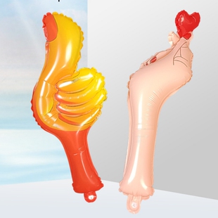 大拇指点赞气球棒比心气球运动会手持棒儿童生日派对背景布置装扮