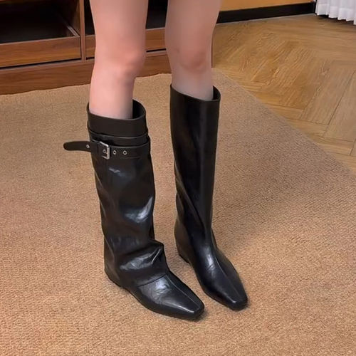 复古极简两穿可拆卸堆堆长靴女