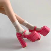 气质法式 单鞋 粗跟高跟鞋 2025新款 女芭比鞋 子春秋季 小个子玛丽珍鞋