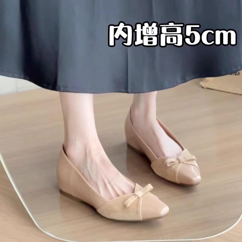 内增高尖头浅口单鞋玛丽珍小皮鞋