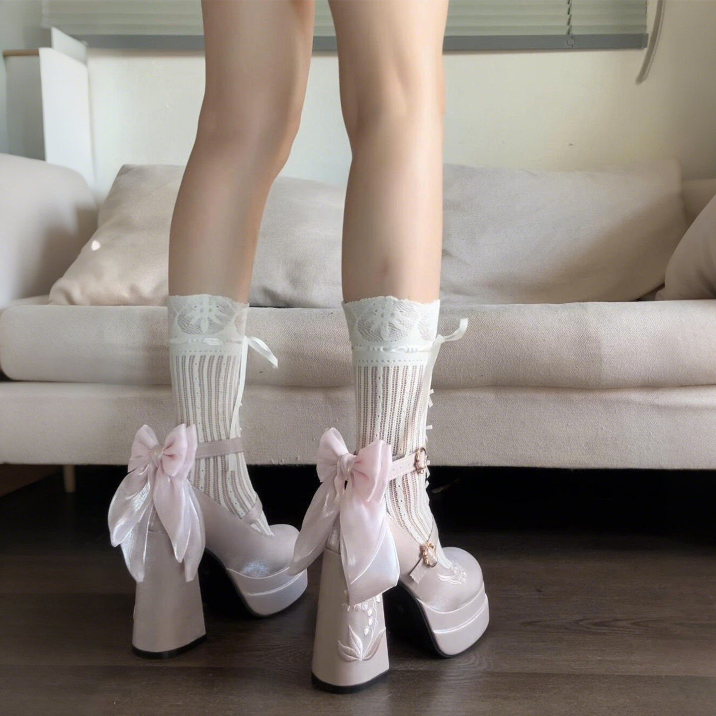 甜美风蝴蝶结玛丽珍鞋女2026春季新款粗跟高跟鞋小个子增高女鞋子,女鞋,玛丽珍鞋,淘宝优惠券,粉丝福利购,淘宝优惠卷