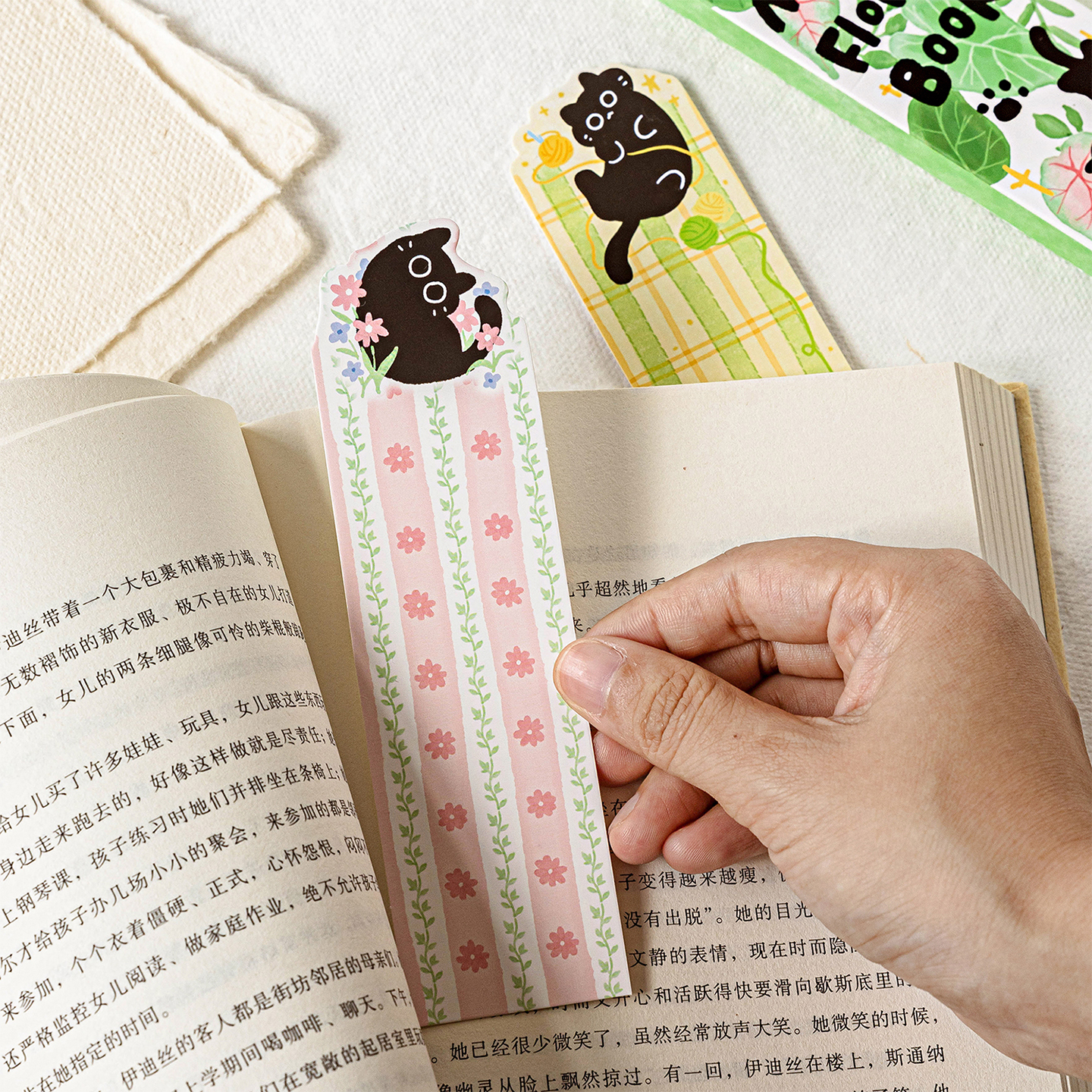 可爱猫咪空白书签手工diy材料高颜值动物插画手写空白卡异形卡片