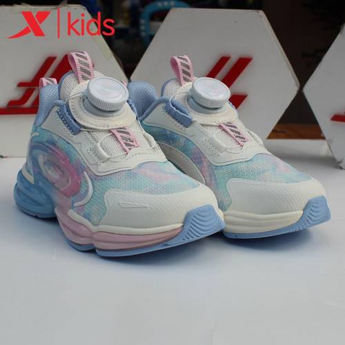 特步儿童春新款女小童网革透气休闲鞋防臭跑步鞋676114113005特价