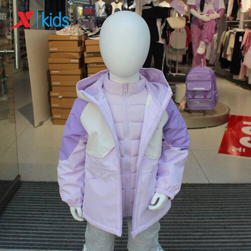 特步儿童2026秋冬新款女小童羽绒服内胆两件套风衣6744241C3070
