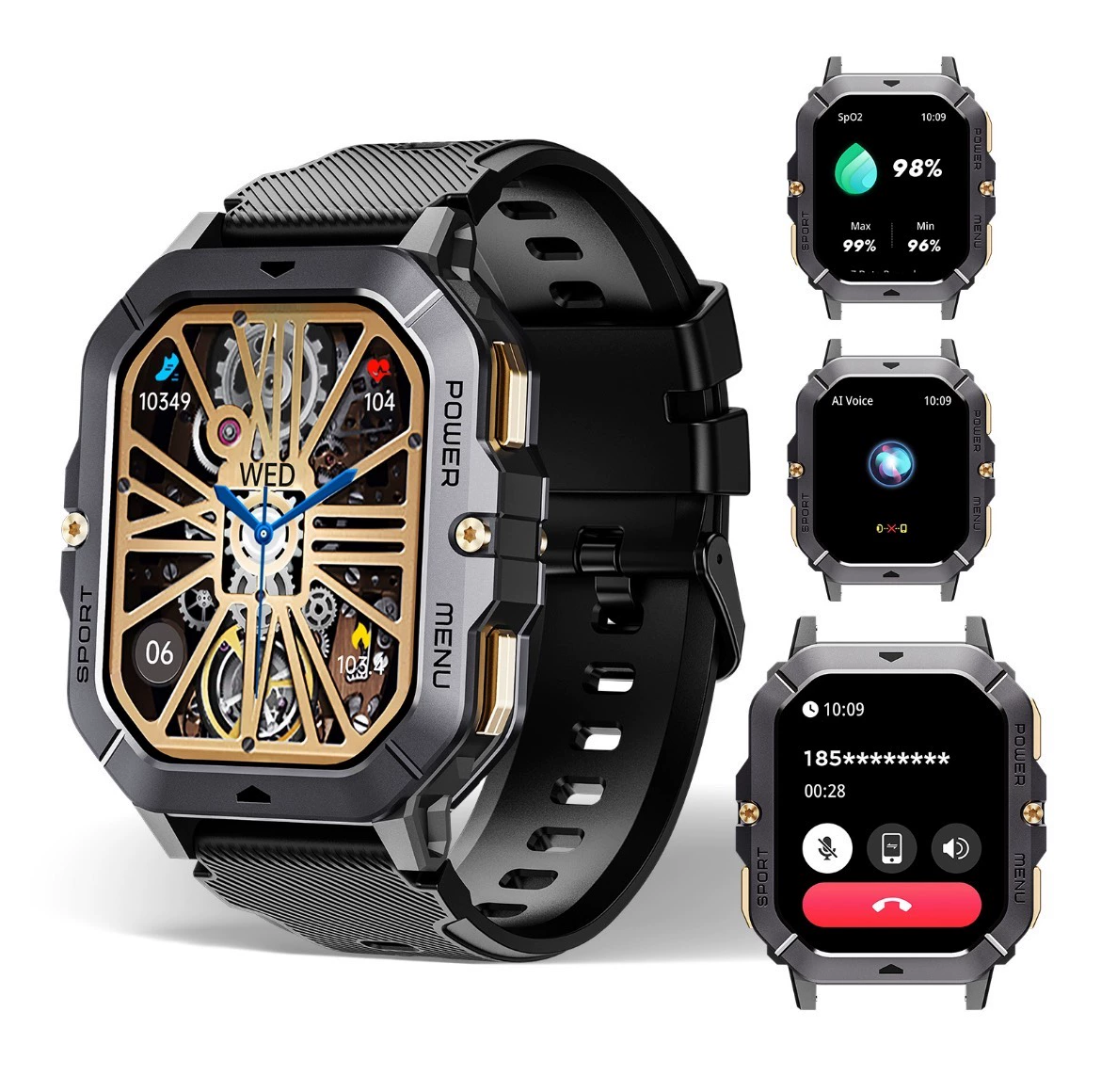 IP68级50米防水OUKITEL欧奇BT101三防智能运动手表蓝牙电话+通知