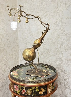 全铜手工精雕福禄如意葫芦摆件