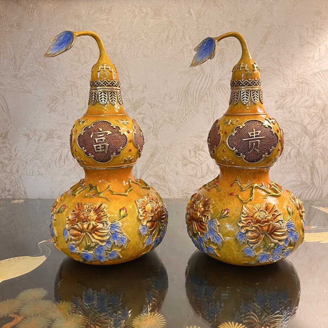 手工制作《玉堂富贵》葫芦摆件客厅玄关工艺品