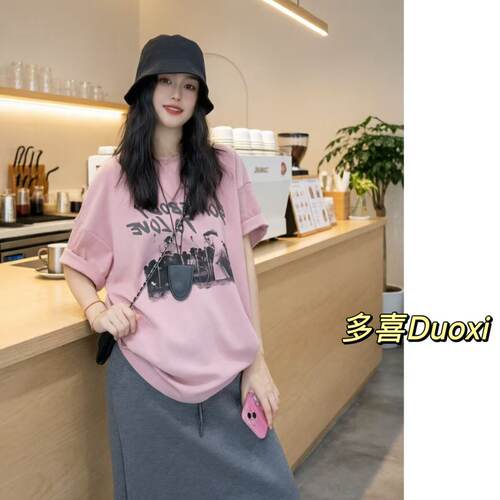 Duoxi+“乐团”F105#短袖T恤女夏季新款休闲日常显瘦百搭上衣