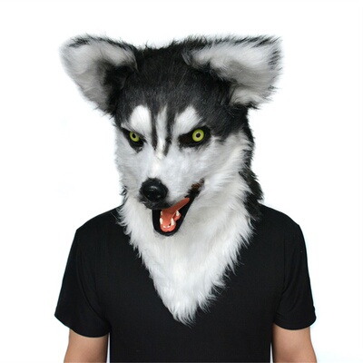 万圣节面具头套道具动物哈士奇