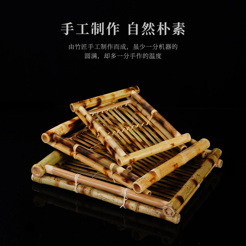 创意料理盘寿司盘竹编托盘长方形竹编奉茶托盘手工竹编制品篮竹编