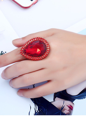 水晶女奢华时尚气质百搭开口戒指