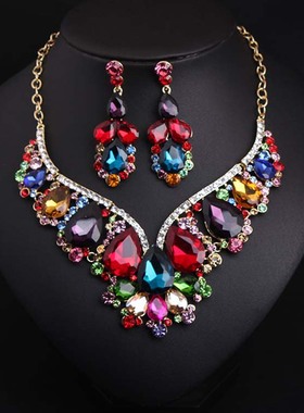 夸张奢华宝石新娘晚宴配饰品项链