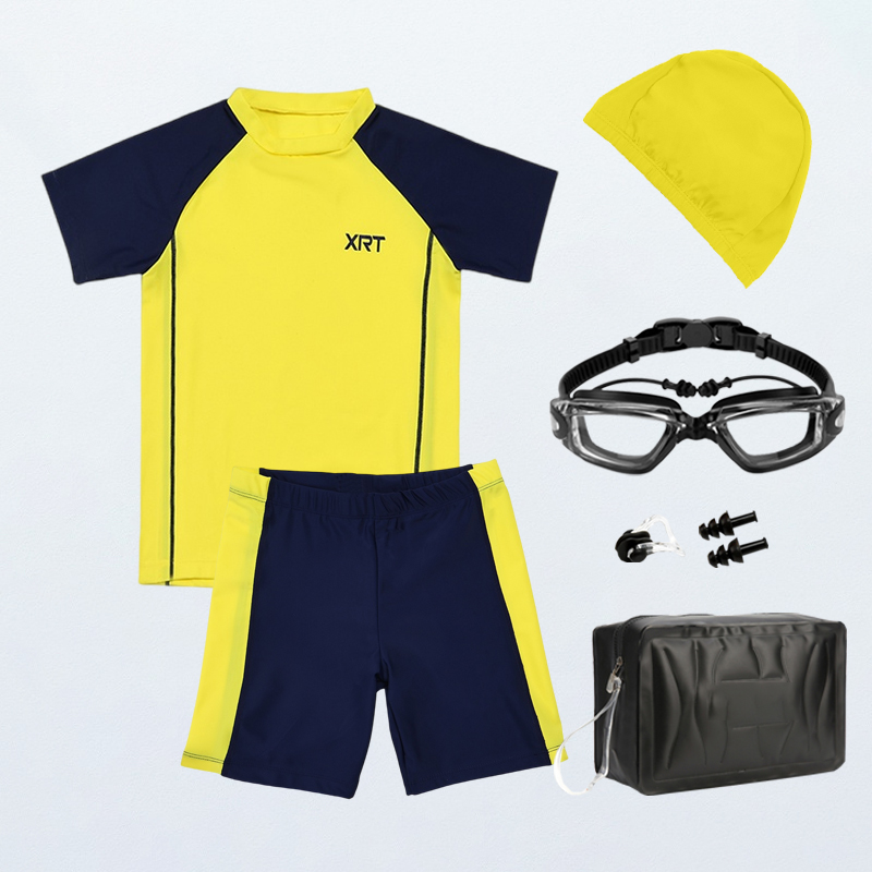 男孩子泳衣套装初中学生专业训练