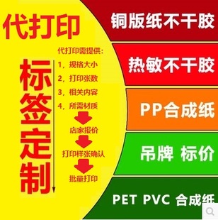 纸亚银PET三防热敏标签不干胶定做双排条码 铜版 PP合成吊牌代打印