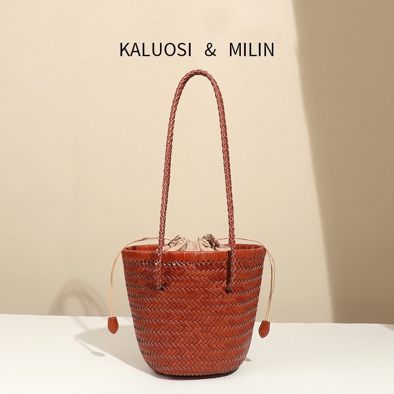 2026春季真皮包包女高档头层牛皮菜篮子水桶包感手工编织子母袋,箱包皮具/热销女包/男包,水桶包,淘宝优惠券,粉丝福利购,淘宝优惠卷