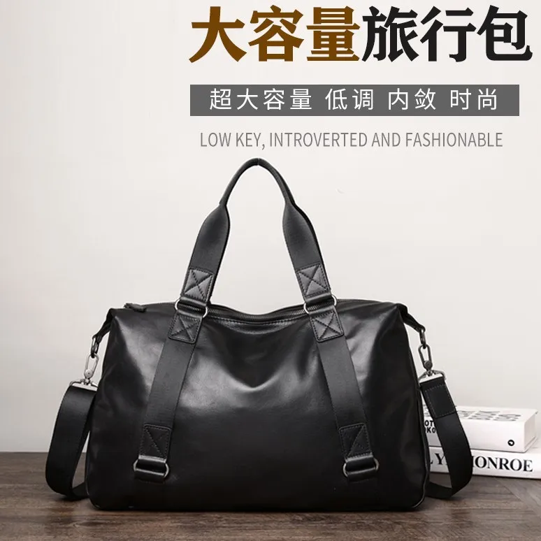 Travel bag真皮大容量旅行包男高级感头层牛皮防水出差手提行李包