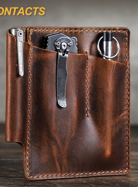 2025秋冬黑天使跨境疯马皮EDC工具套多用途战术笔收纳包腰带组合