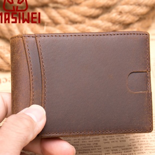 2026春季跨境新款商务男式纯皮头层牛皮钱夹men wallet真皮短款