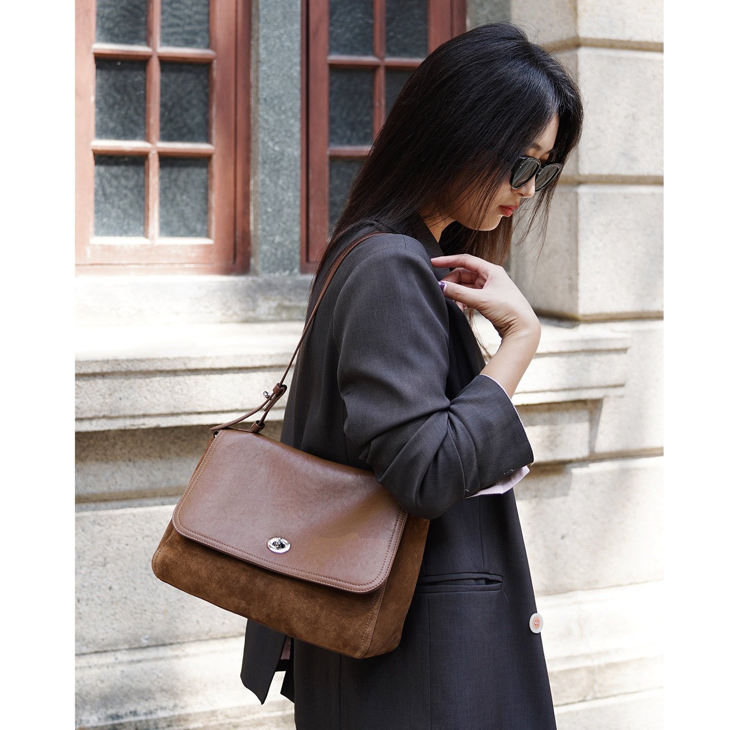 2026春季2025新款时尚女包包简约拼色单肩包小众韩版斜挎包百搭