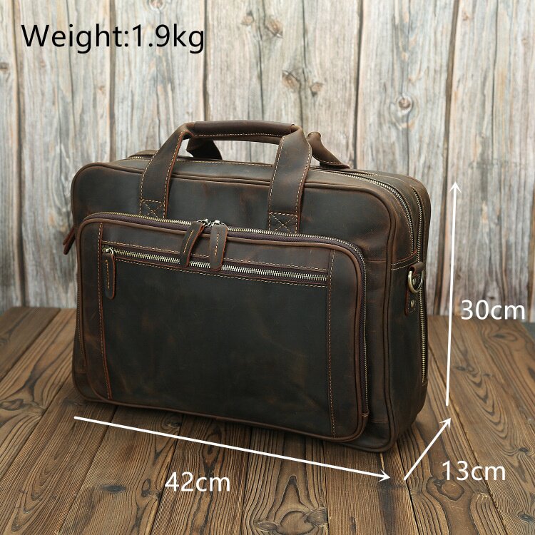 2026春夏欧美畅销新款真皮男士公文包大容量17寸手提电脑包疯马皮