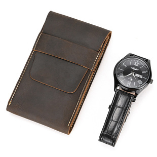2025秋冬真皮表盒复古创意手表皮套头层牛皮表盒跨境爆款疯马皮