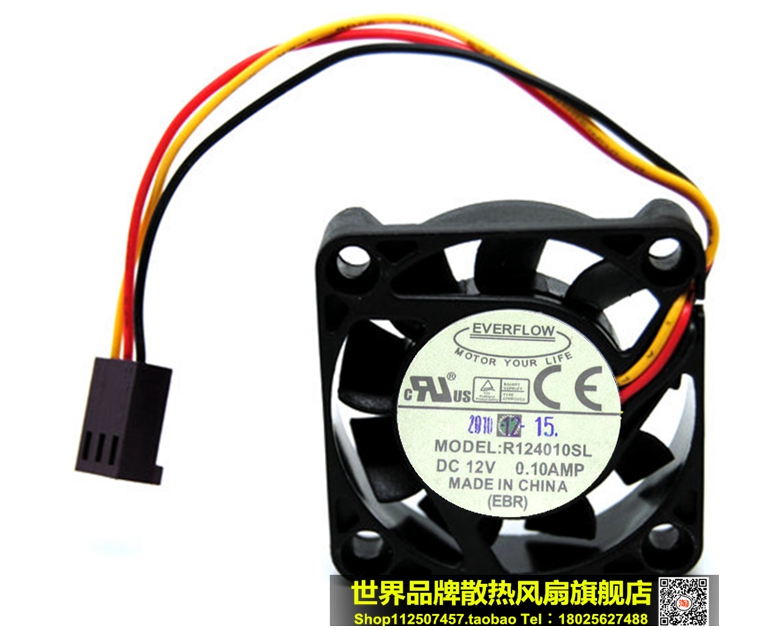 原装 EVERFLOW R124010SL 12V 0.10A 4CM 4010 3线 散热风扇