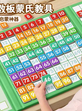 百数板蒙氏教具磁吸一年级1到100磁力贴小学生幼儿园数学启蒙认知
