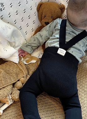 婴儿新生儿春秋薄款西班牙ins风男女宝纯棉连脚背带裤举重裤多色