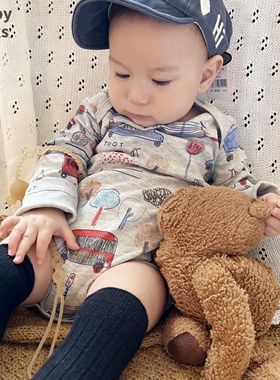 Chubby Cheeks婴儿纯棉长袖男宝宝外贸连体衣三角包屁哈衣爬服