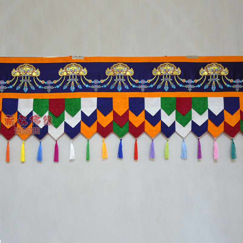 藏式吉祥獅頭彩色厚實墻圍裙幔
