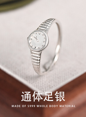 S999银手表戒指百搭个性时尚银色开口食指创意2024年新款潮XYJ064