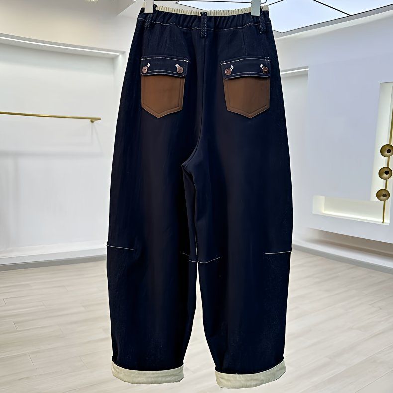 2025新款加绒宽松显瘦阔腿牛仔裤
