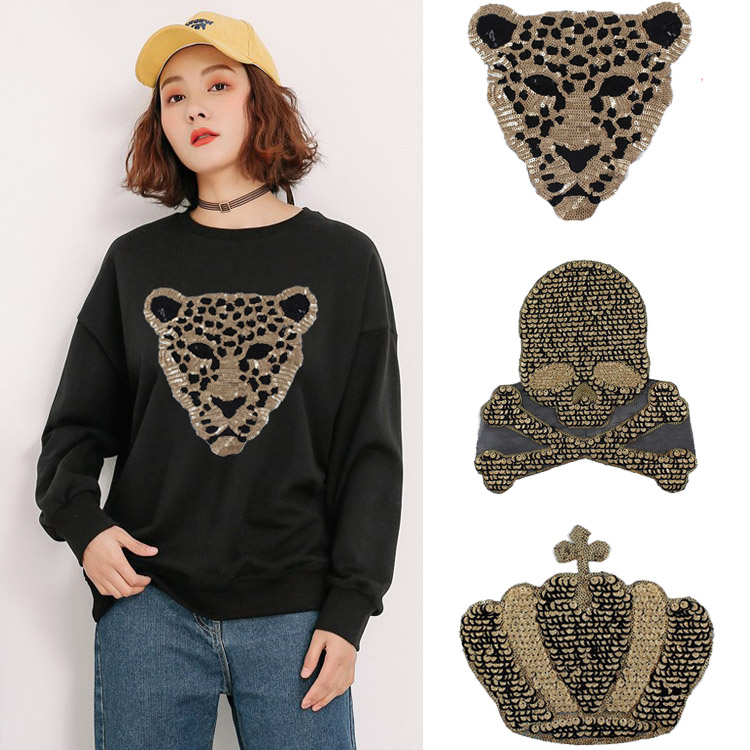 大号珠片布贴衣服时尚补丁服装辅料手工diy装饰品亮片贴花豹子头|ruв категории домашний ткань, швейная diy материалов, инструментов и готовой продукции, швейная diy аксессуары/аксессуары/аксессуары, ткань паста - от Buy2taobao.com для оказания профессиональной услуги покупки агента Taobao