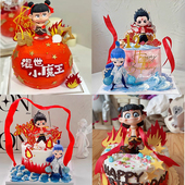 网红哪吒熬丙蛋糕装 饰魔童三太子神话卡通人物儿童生日蛋糕摆件