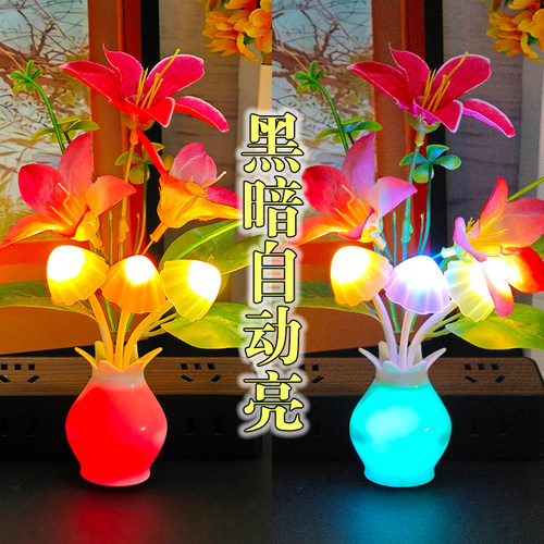 光控感应自动变色小夜灯床头灯睡觉卧室灯夜光灯led灯节能灯省电